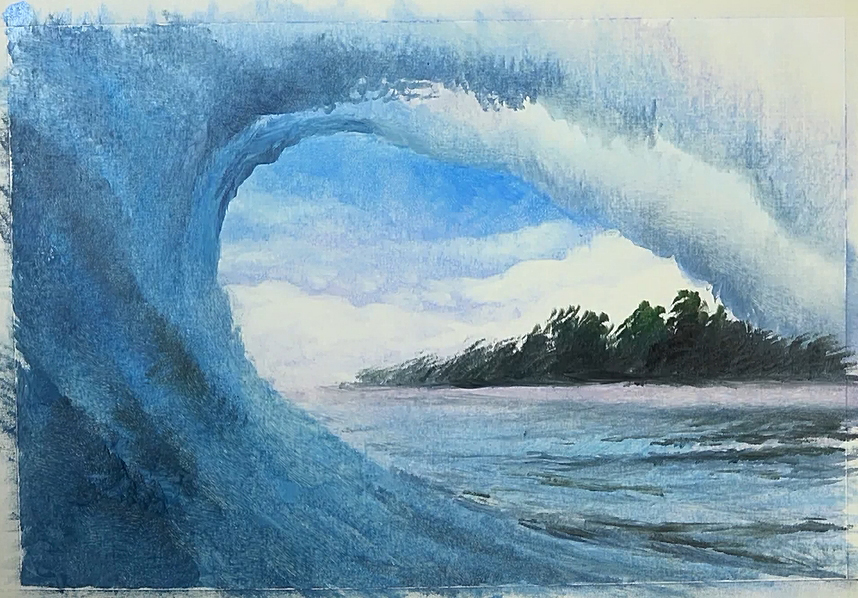 绘画教程51—教你画山水画刀画版的海浪