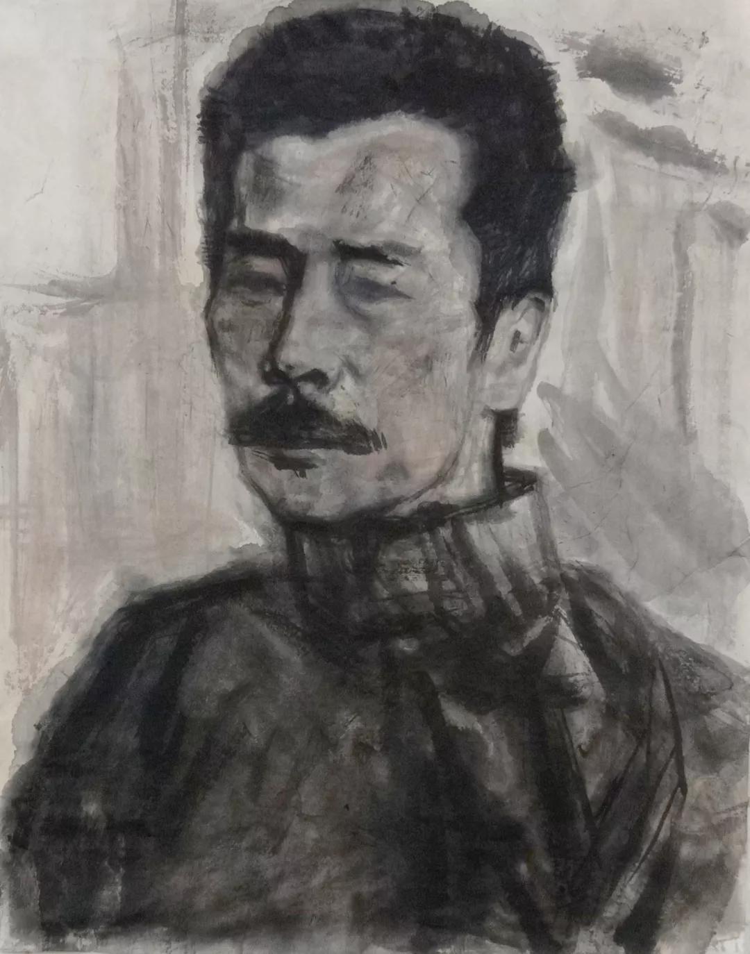 青年画家王哲明,就毕业于鲁迅美术学院国画专业,他也恭敬地画过鲁迅