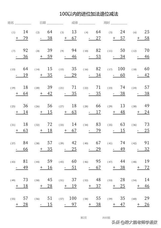 开学了,一起练练这些一年级数学进位加法计算题,打好基础重要!