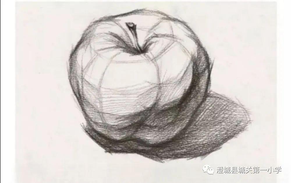 这样一个基础的苹果立体关系素描就完成了.