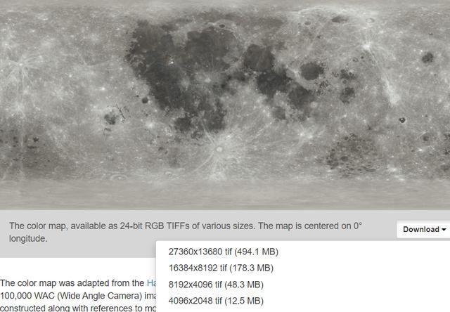 你没有看错,上亿像素精度的月球纹理贴图免费下哦!