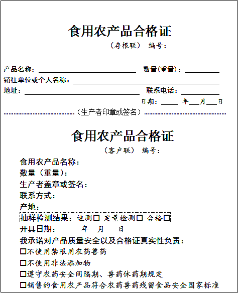 张家界市全面推行食用农产品合格证制度