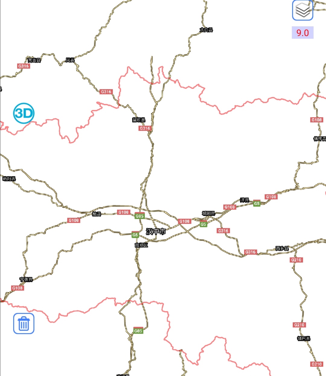 十天高速和京昆高速等多条高速公路,国道108线和国道316线,多条省道等