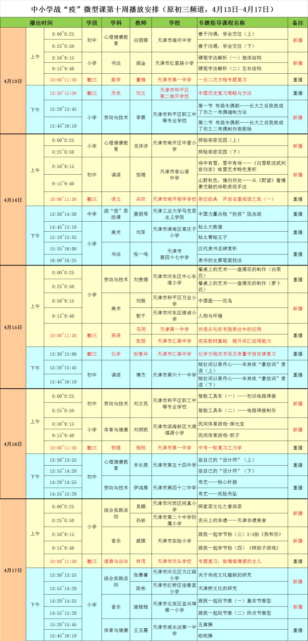 广电云课堂来了,请收下这份下周的最新课表