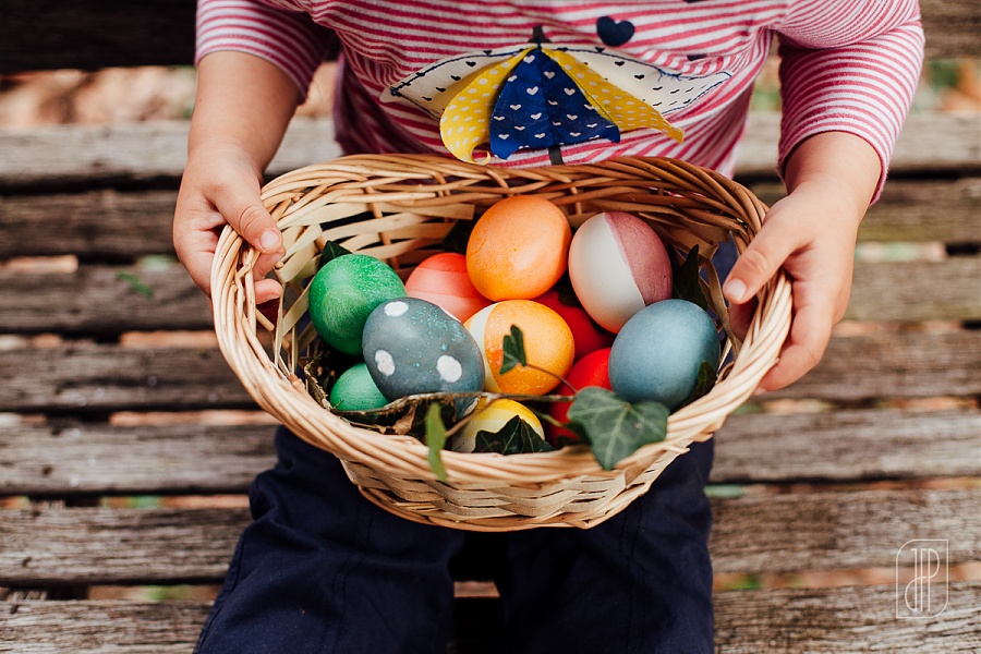 easter baskets are typically filled with easter eggs, chocolate