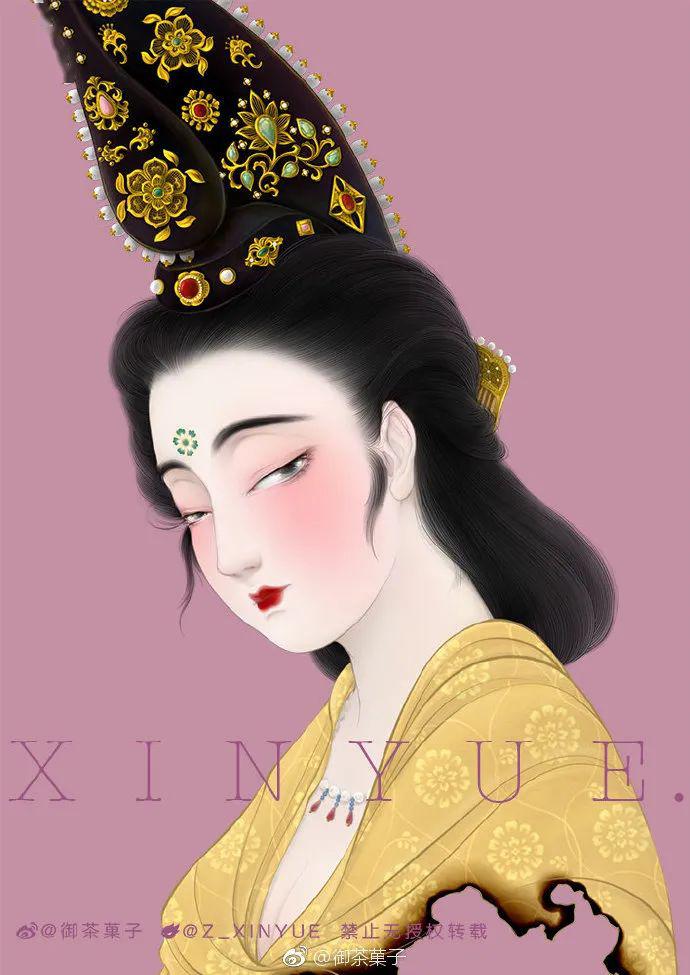 唐朝 独特的魅力 也是xinyue 创作灵感的源泉 对镜簪吴茱萸的中唐女子