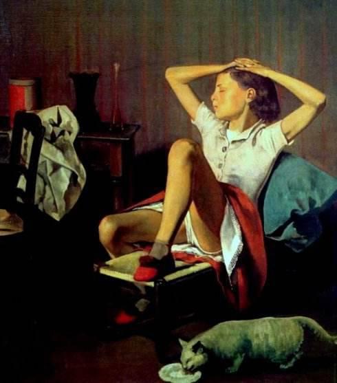 colson balthus 因为这幅画,"  少女与猫"的形象成为了巴尔蒂斯