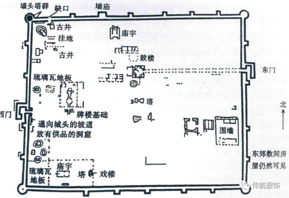 1923年,华尔纳助手所绘黑水城平面图