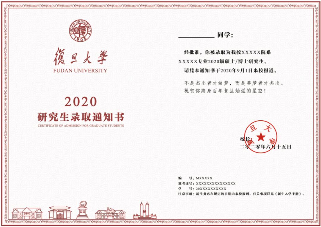 投票选出你心目中的那份复旦大学研究生新生录取通知书