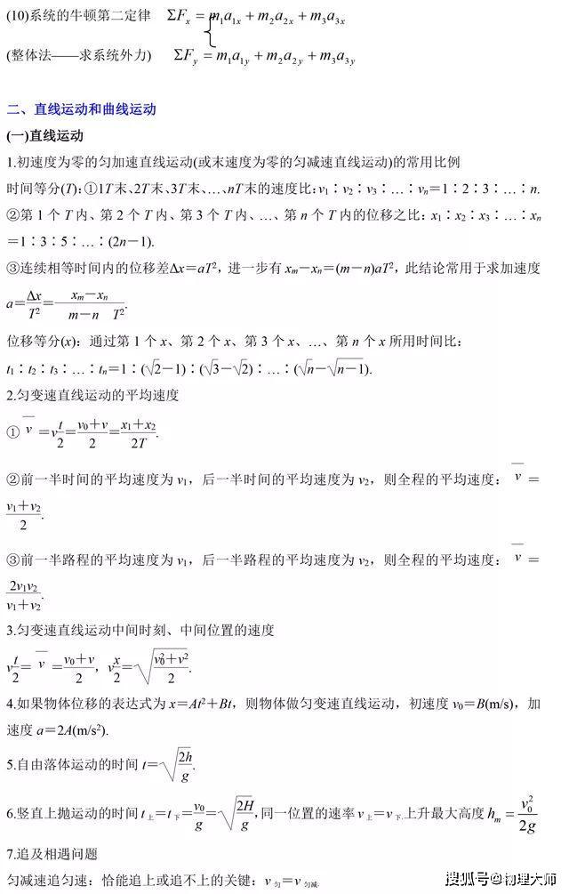「结论」大师一百——物理大师：高中必用二级结论总结