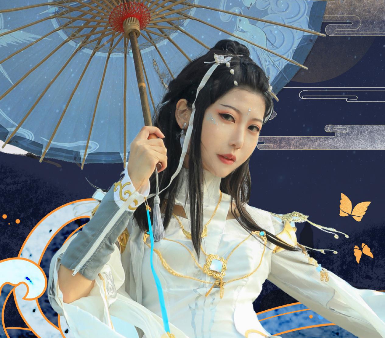 剑网3:绝美伞娘cos,羽带纷飞仙气飘飘,这颜值谁受得住_蓬莱