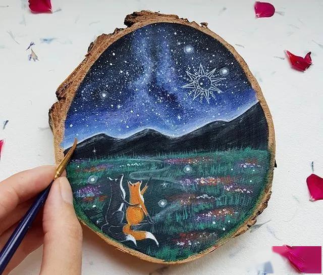 如果你画腻了石头画,那就试试木头画吧!diy木片画,全家都喜欢