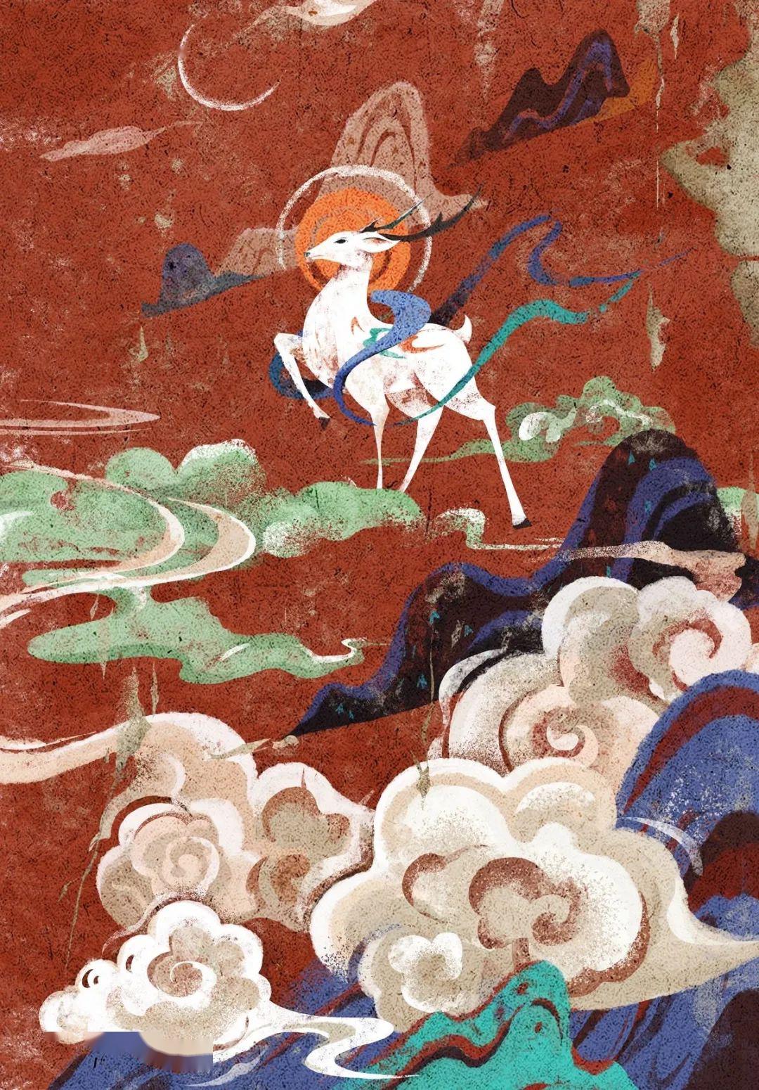 敦煌飞天壁画中的云纹三国两晋南北朝时期,在丝绸之路开通和佛教思想