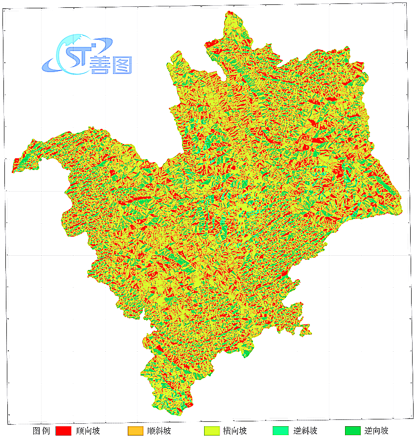 广西河池地区某县 高程分布图 地灾点分布图图片