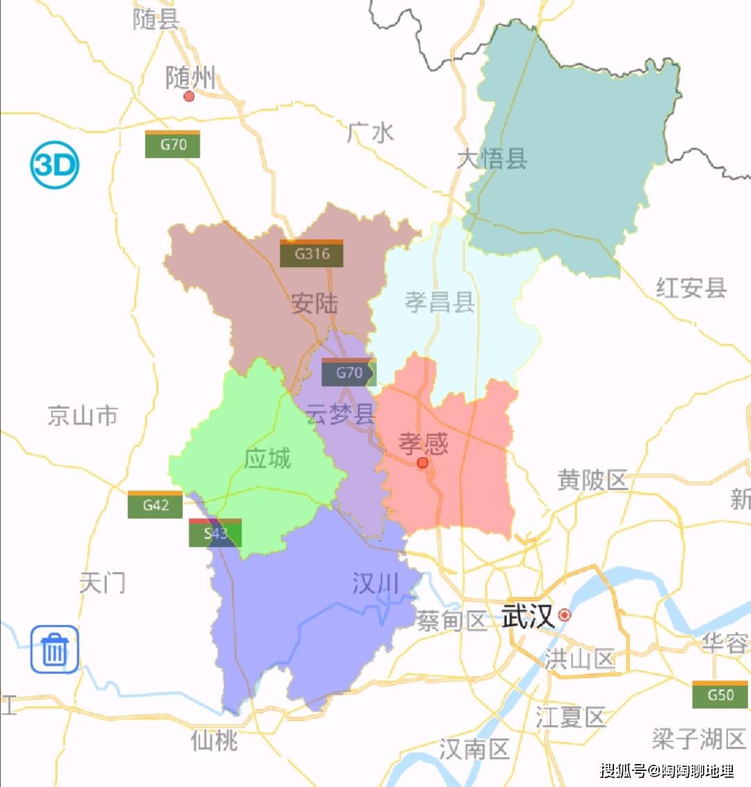 原创孝感市1区3县3市,城区面积排名,最大城区和武汉市实现同城化了