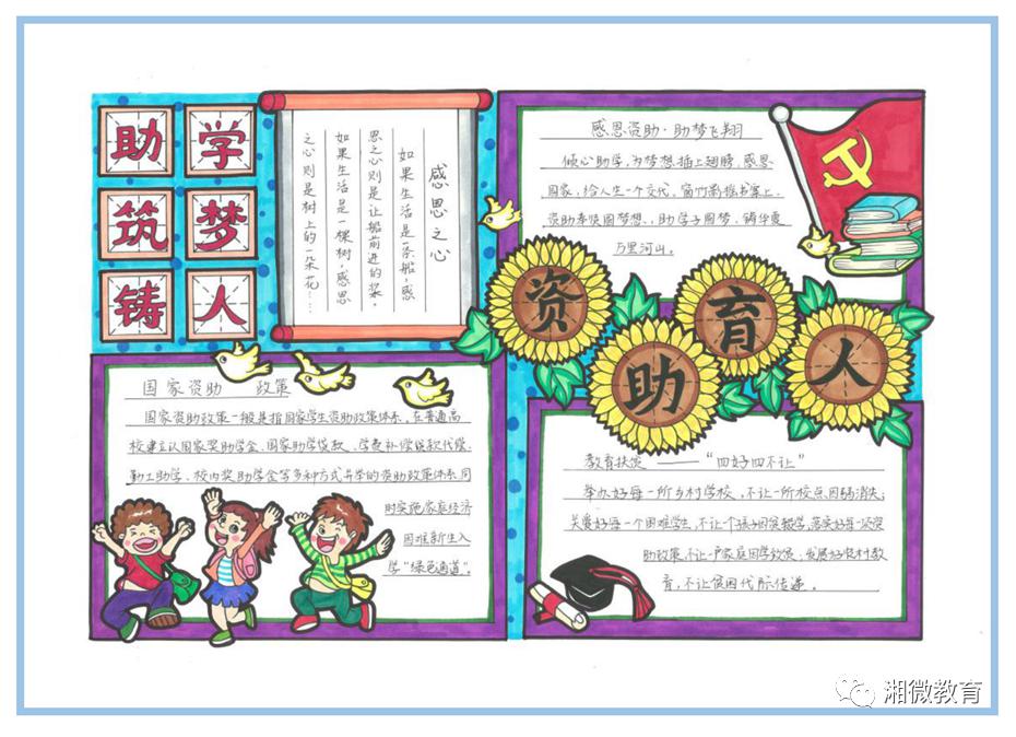 全是一等奖!"感恩资助·助梦飞翔"全省中小学生手抄报比赛作品展示