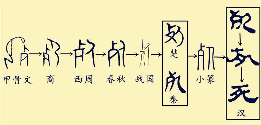 "死"字是一个会意字,在最早的甲骨文中,"死"字就是一个人在跪拜骸骨.