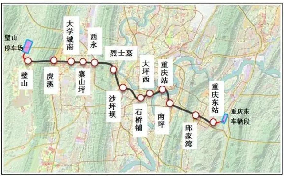 27号线采用城轨快线车,线路全长49公里,西起璧山六旗大道,向东穿缙云