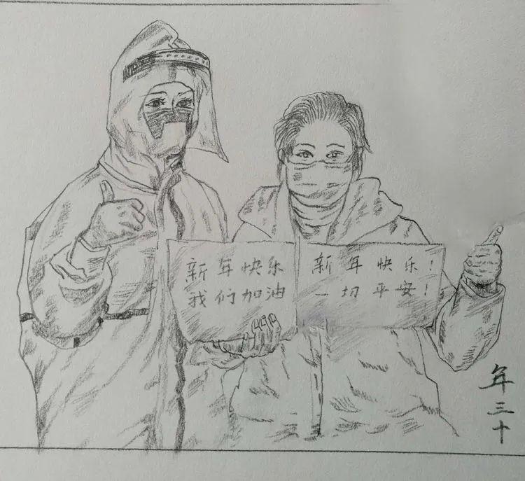 县美术家协会主席刘旭峰用素描的形式,描画了一套抗"疫"人物连环画