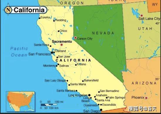 加利福尼亚州地理位置