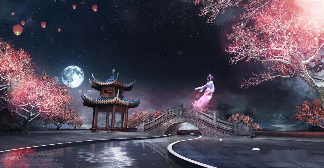 第三个绿幕场景,孟婆桥,三维绿幕场景设计定稿