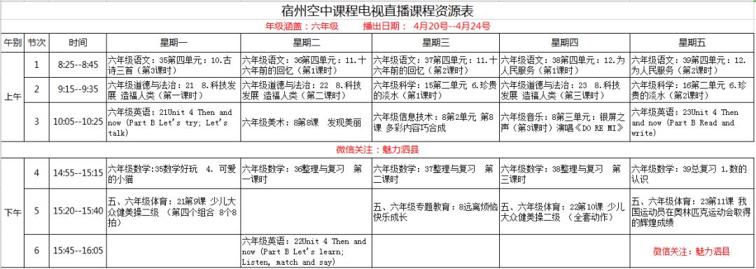 头条泗县中小学生最新一周网课课程表来啦赶快收藏