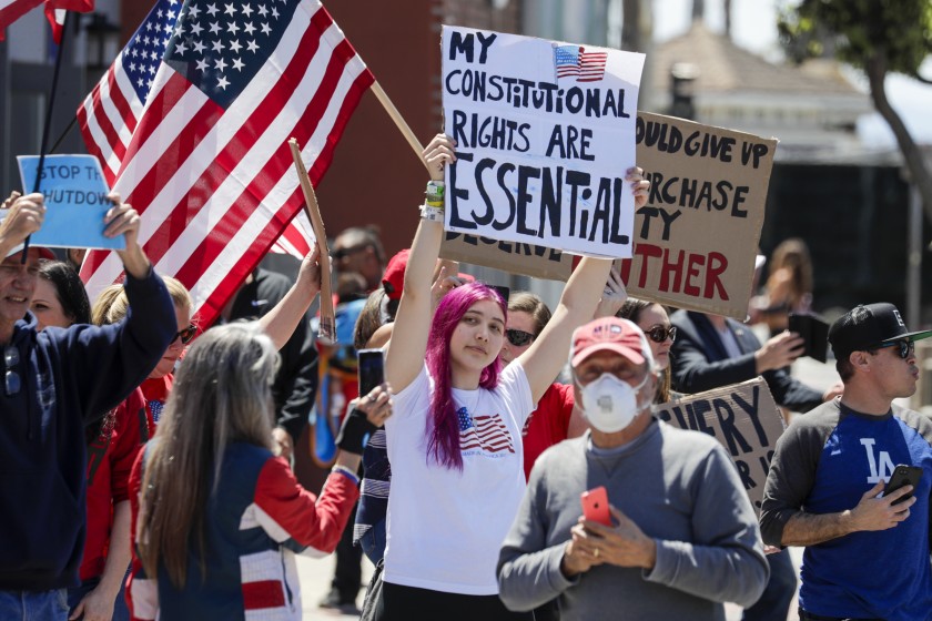 美國洛杉磯舉行反對「居家令」抗議活動 國際 第1張