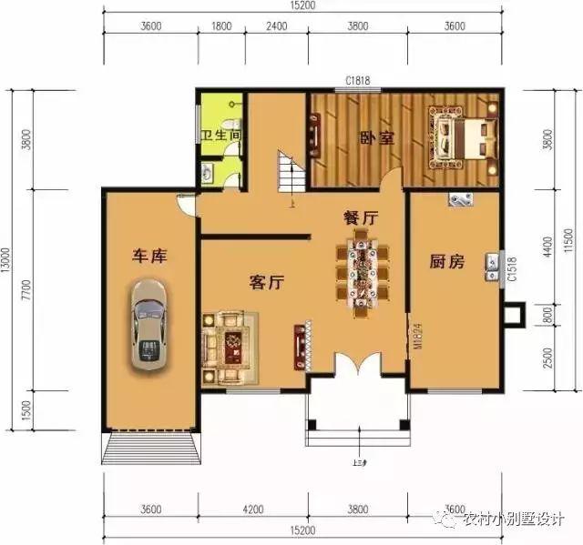 二层平面图:5个房间,布局会不会过于紧凑,把车库上方的房间作为主卧