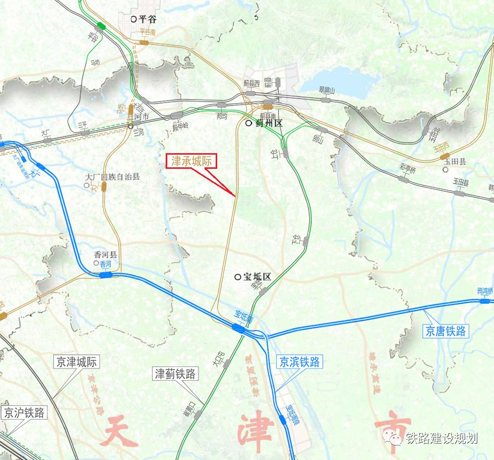津承城际铁路天津段示意图