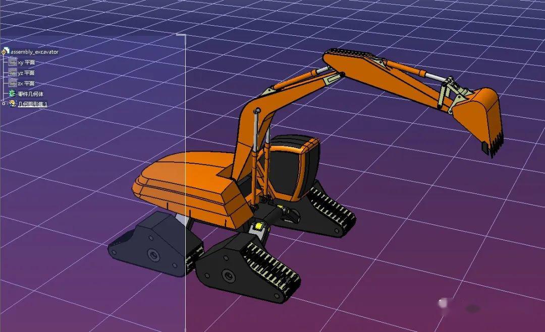 【工程机械】ecator简易三角履带挖掘机造型图纸