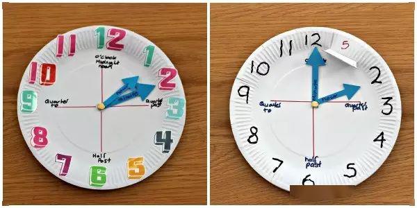 时钟手工幼儿园玩教具手工时钟培养孩子的时间观念