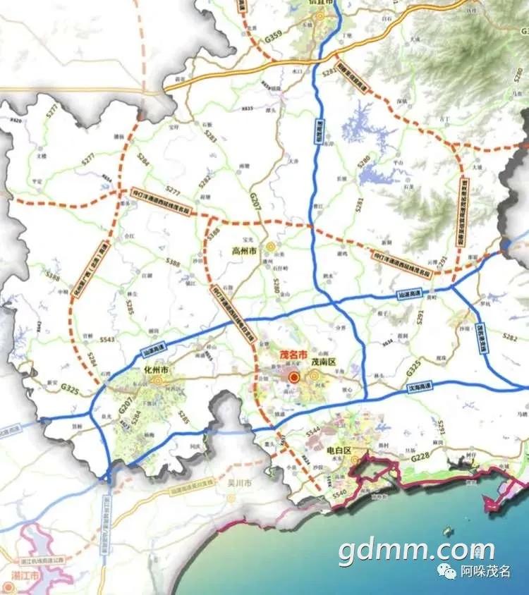 一条珠茂高速公路便可使茂名,高州,化州,三地形成环城高速公路网的