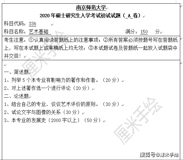 2021【南京师范大学】考研看过来|美术学院艺术设计336艺术基础理论真题分析