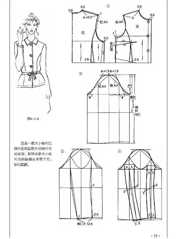 各种袖型的制版--两片圆装袖制图