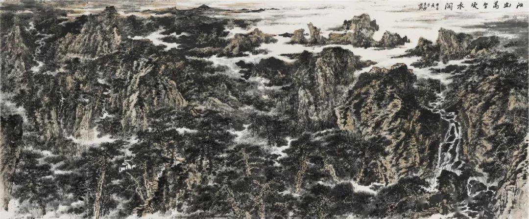 买鸿钧《江山万里云水阔》360x870cm 中国画