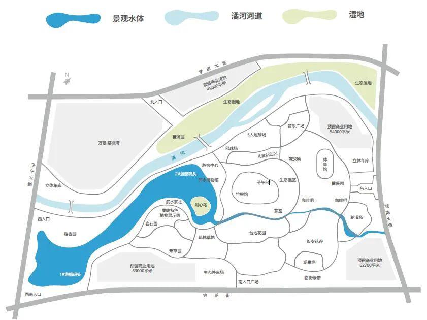 学府大街以南,锦湖街以北,是长安"全域治水 碧水兴城"以及"公园城市"