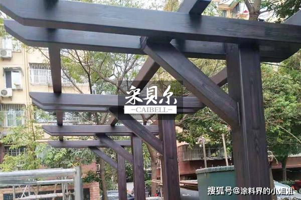 江苏南京廊架钢结构木纹漆施工案例分享金属木纹漆效果图