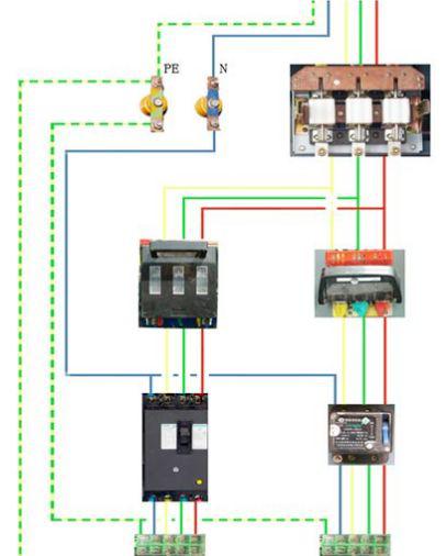 电源进线为三相五线时总配电箱内接线 (箱式变接电时)