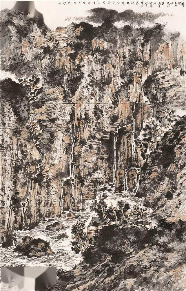 买鸿钧《峡谷秋深》(北京画院藏)230×145cm 2007年