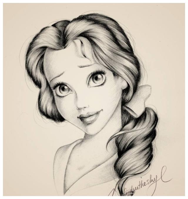当迪士尼公主变为素描的风格时,长发公主被描绘得太美了!