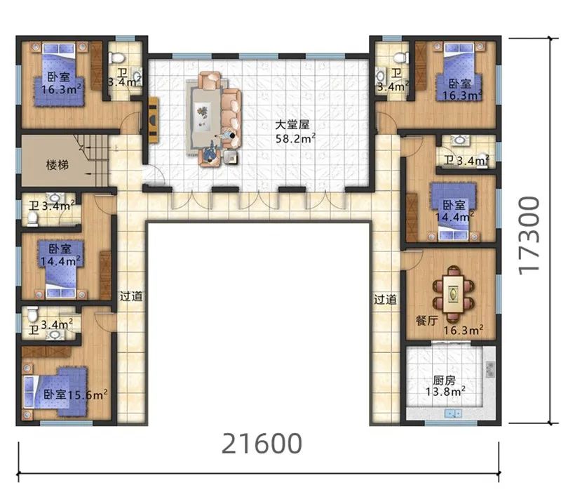 图纸推荐:21mx18m农村新中式合院自建房设计图