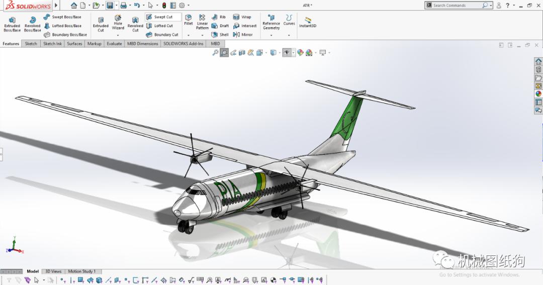 【飞行模型】atr42飞机运输机模型3d图纸 solidworks