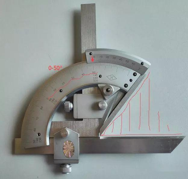 万能角度尺的读数使用方法及注意事项
