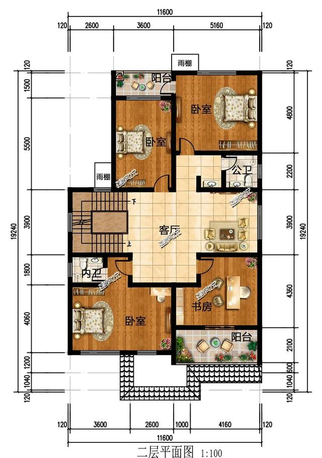 农村建房图纸:面宽12米花园现代风别墅,建栋成为全村地标性建筑