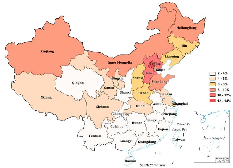 2010年中国肥胖患病率