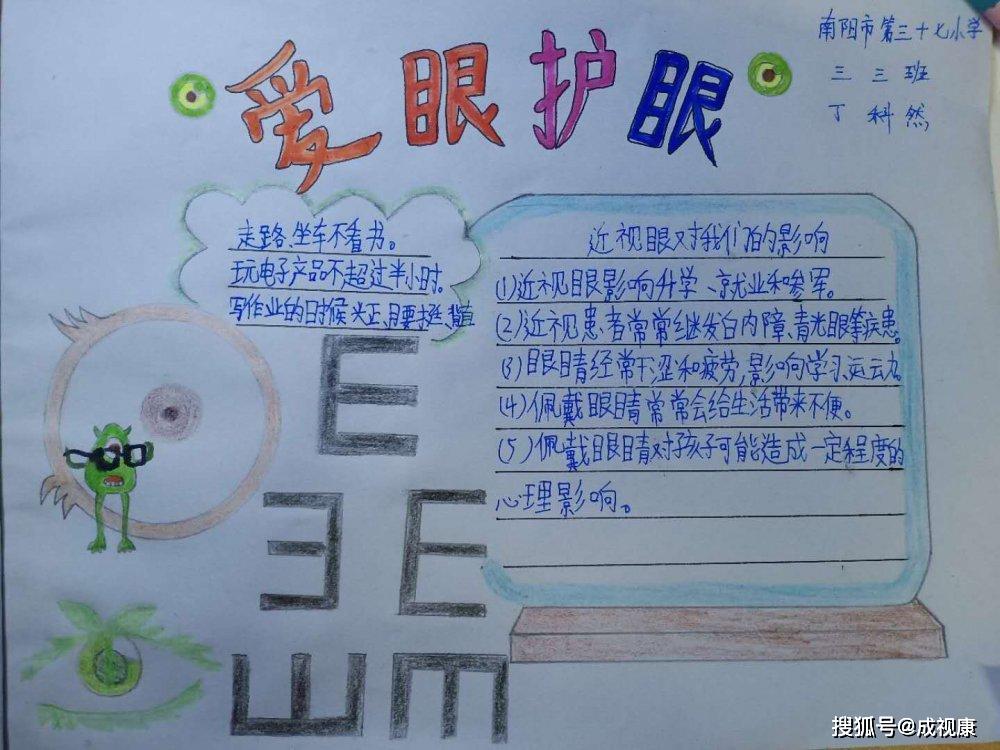 南阳市第37小学三(3)班爱眼护眼绘画作品选登