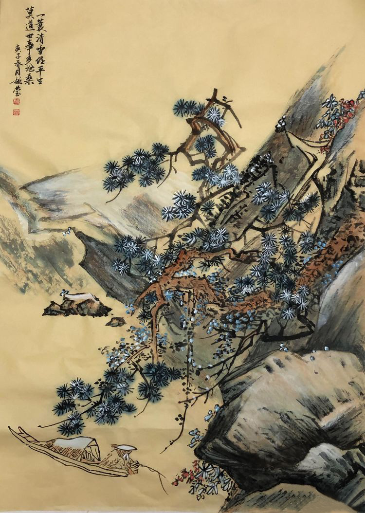 听雨观云品酒茶姚莹山水画系列作品欣赏