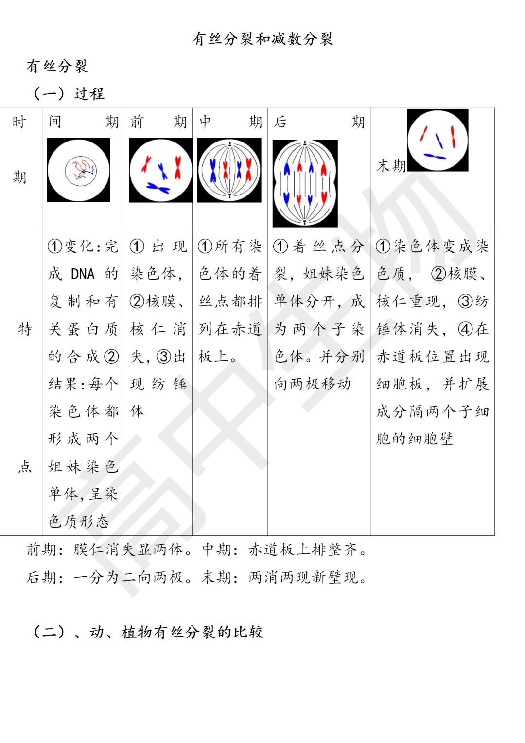 考点解析有丝分裂和减数分裂上集可下载打印