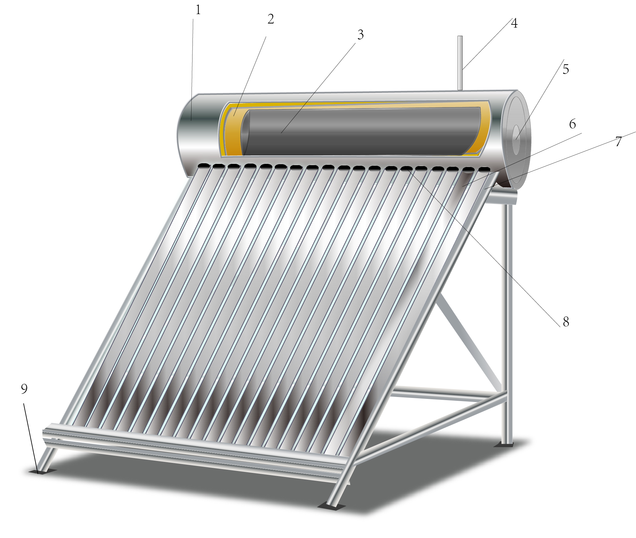 太阳能热水器详细剖面图设计