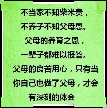 不当家不知柴米贵;不养子不知父母恩